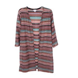 Avenue Sweater Womens 18/20 Cardigan 3/4 Sleeve Knit Long Open Stretch Slit Plus